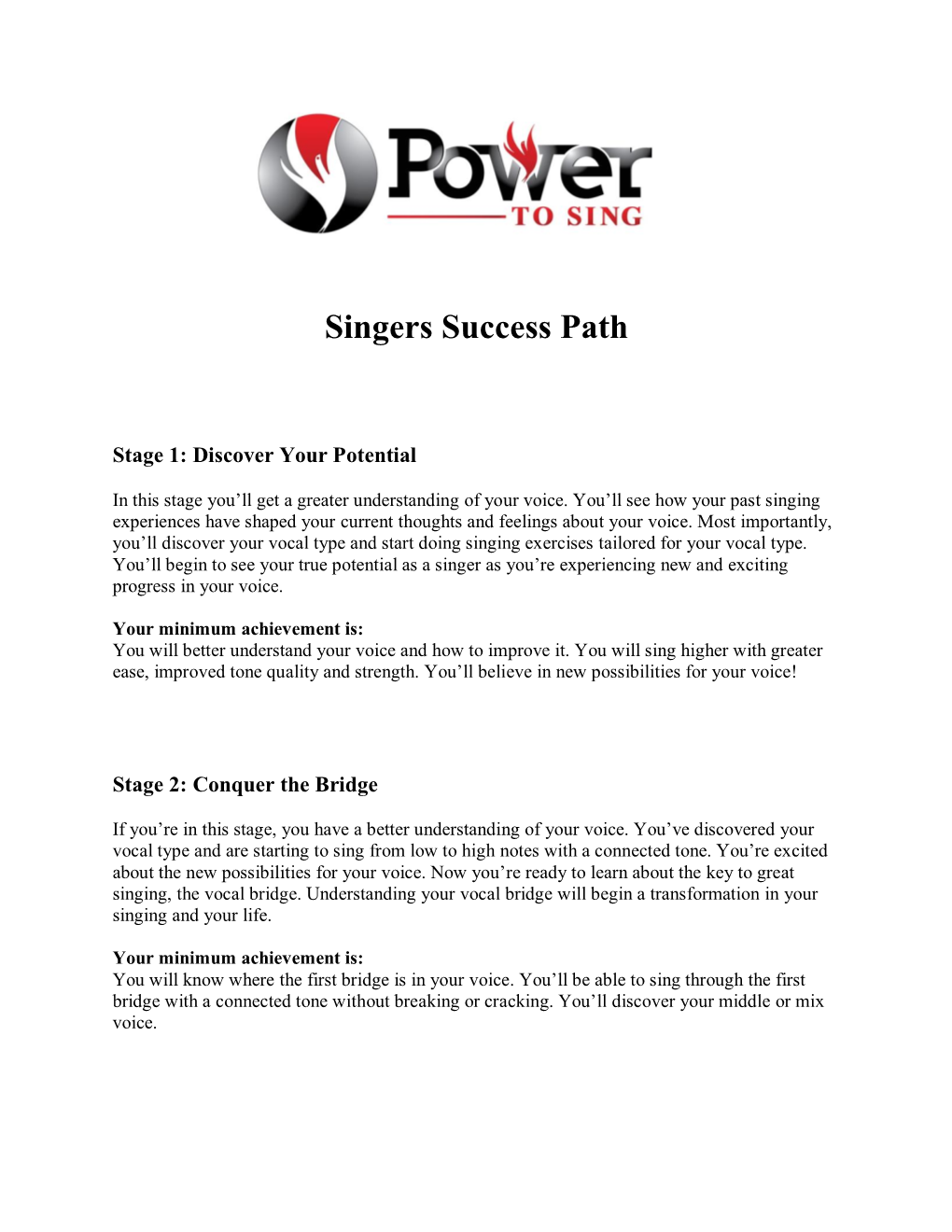 Singers Success Path