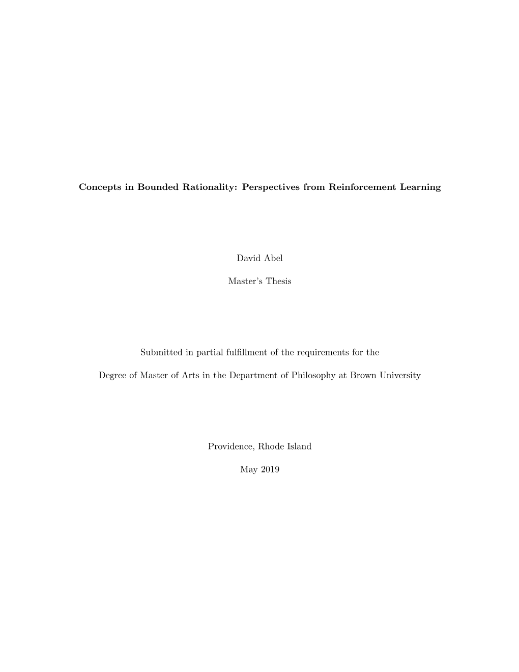 Concepts in Bounded Rationality: Perspectives from Reinforcement Learning