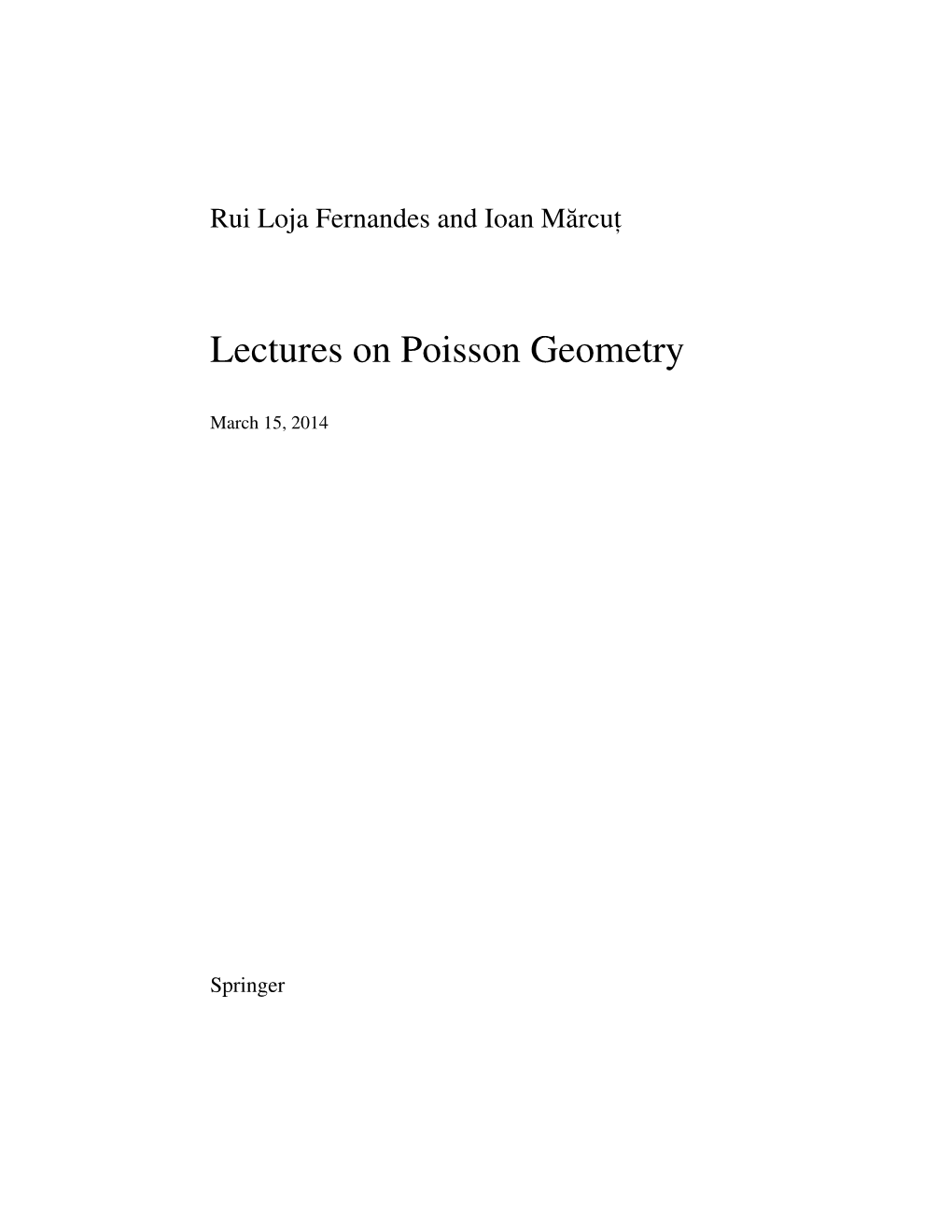 Lectures on Poisson Geometry