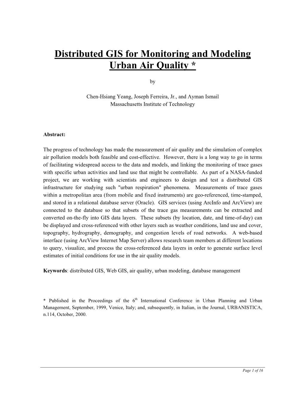 A Distributed GIS for Monitoring and Modeling Urban Metabolism