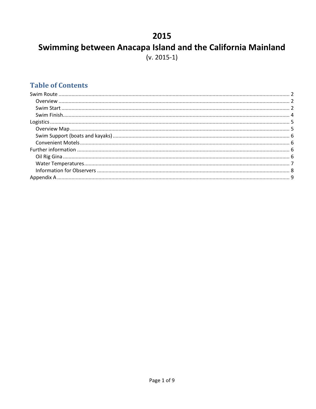 2015 Swimming Between Anacapa Island and the California Mainland (V