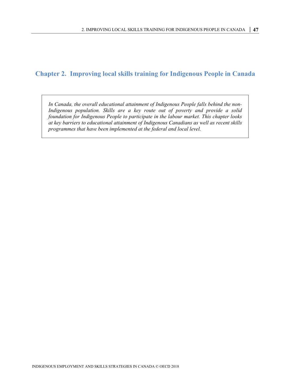 Chapter 2. Improving Local Skills Training for Indigenous People in Canada