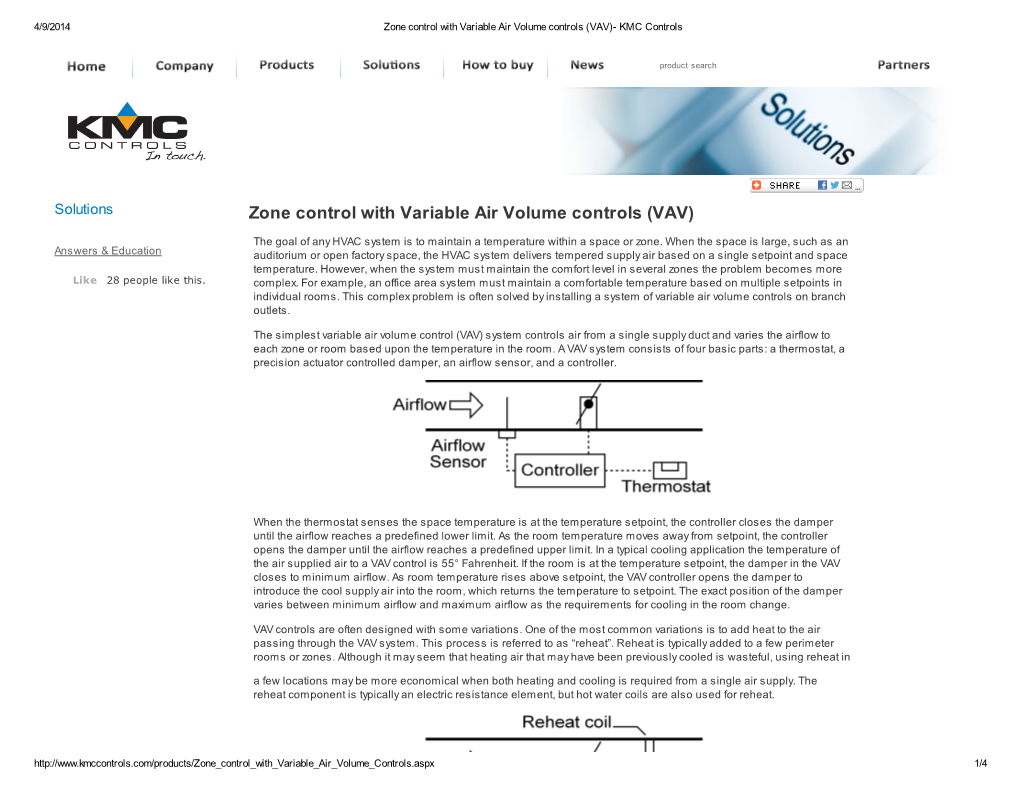 Zone Control with Variable Air Volume Controls (VAV)- KMC Controls