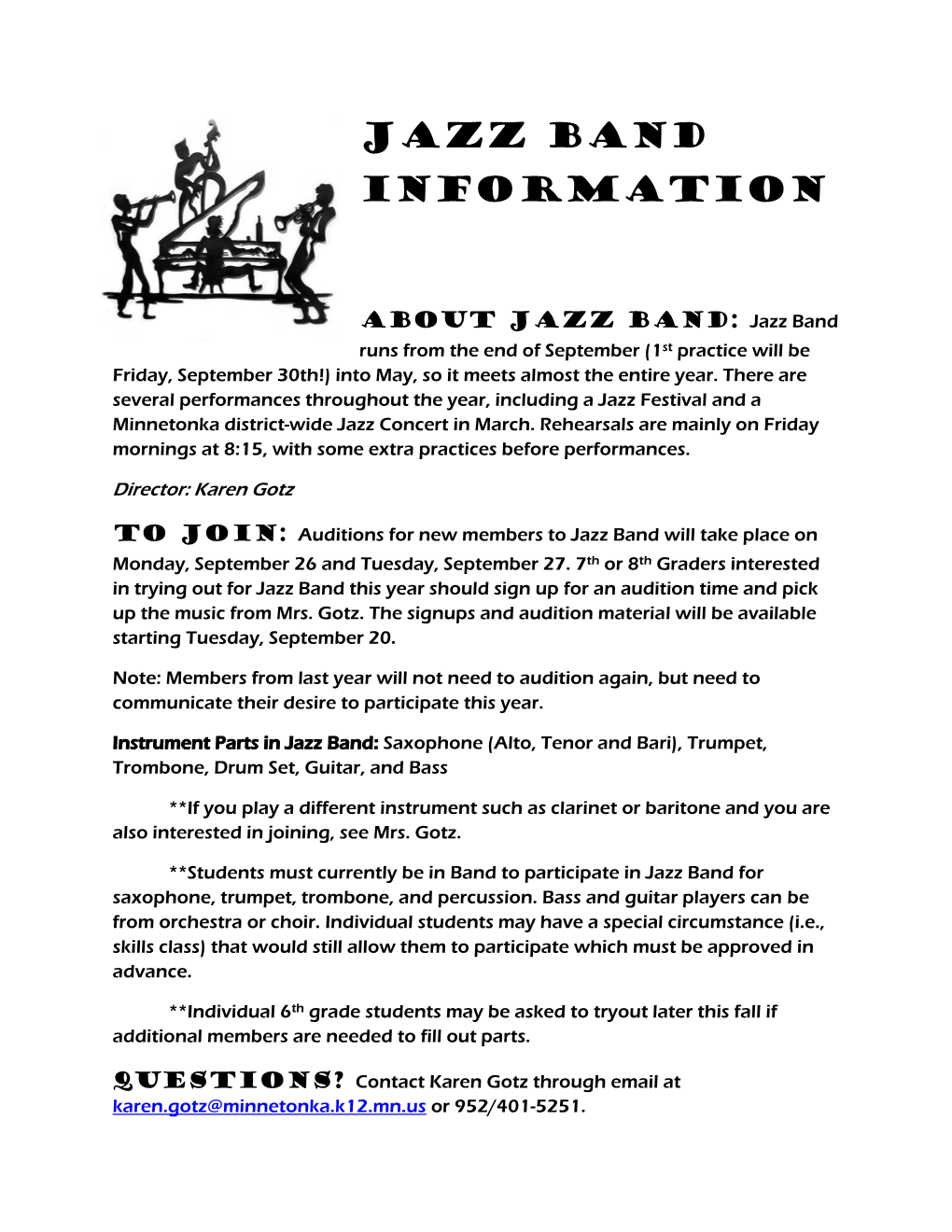 Jazz Band Information