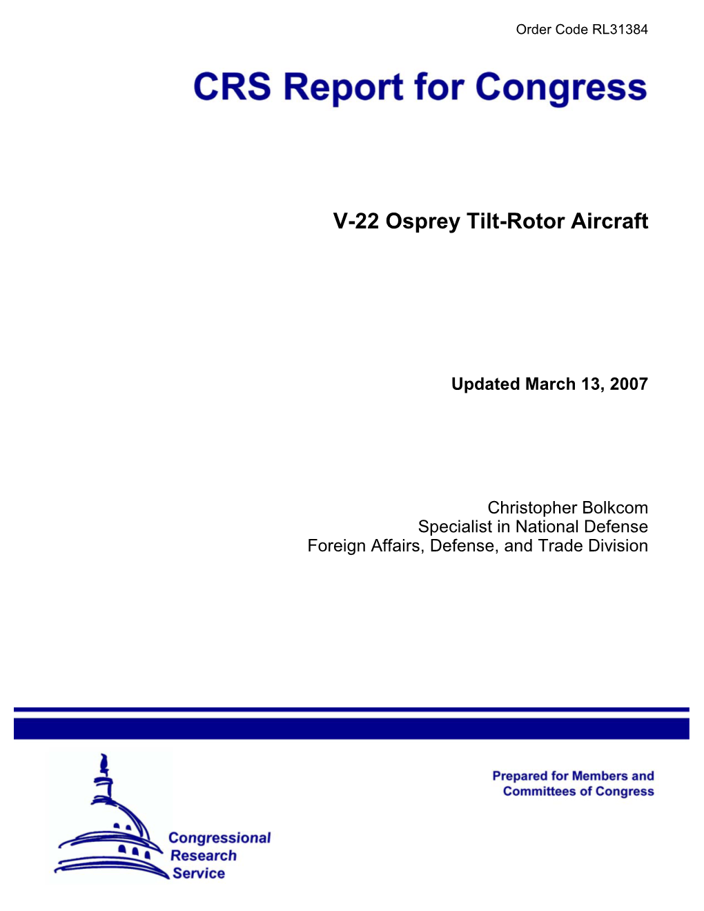 V-22 Osprey Tilt-Rotor Aircraft