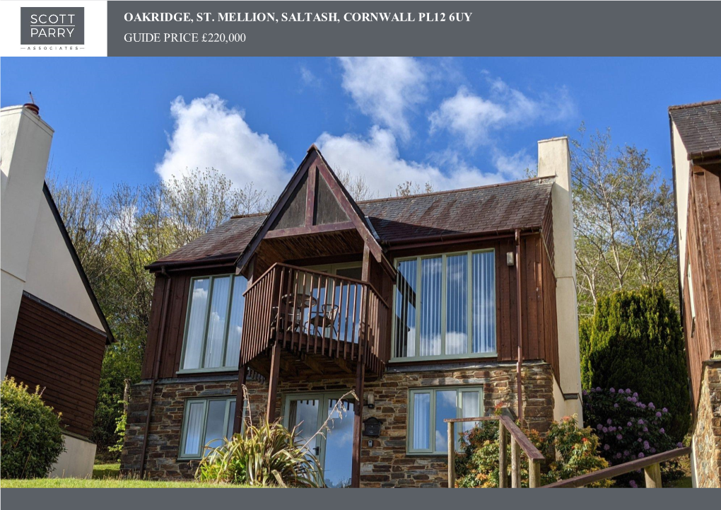 Oakridge, St. Mellion, Saltash, Cornwall Pl12 6Uy Guide Price £220,000