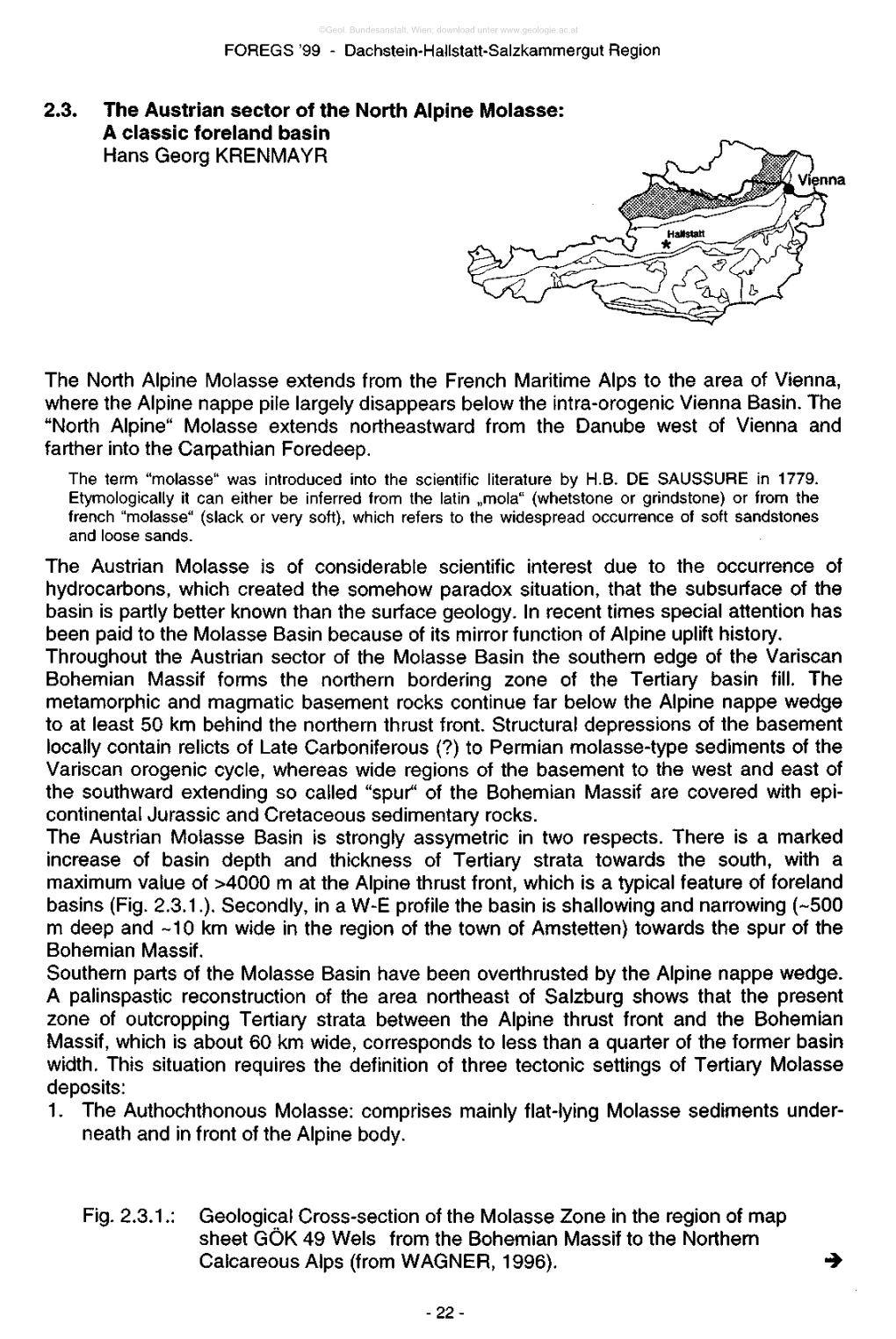 2.3. the Austrian Sector of the North Alpine Molasse: a Classic Foreland Basin ^^^ Hans Georg KRENMAYR R^S^Tjtl *T^\V^ *Jfl Vienna