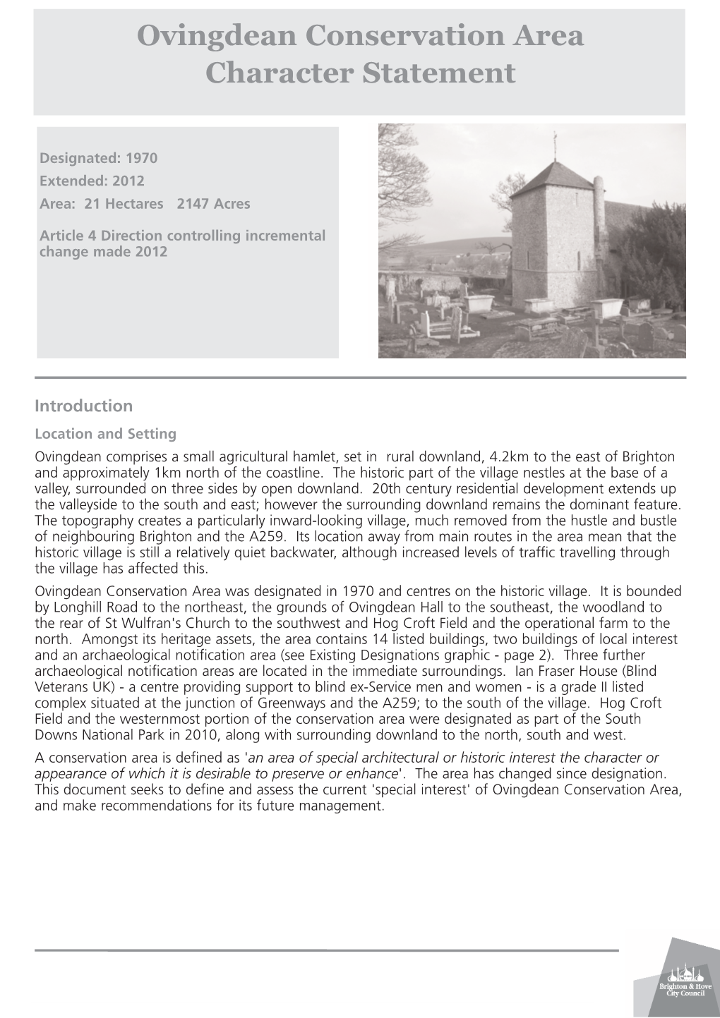 Ovingdean Conservation Area Character Statement