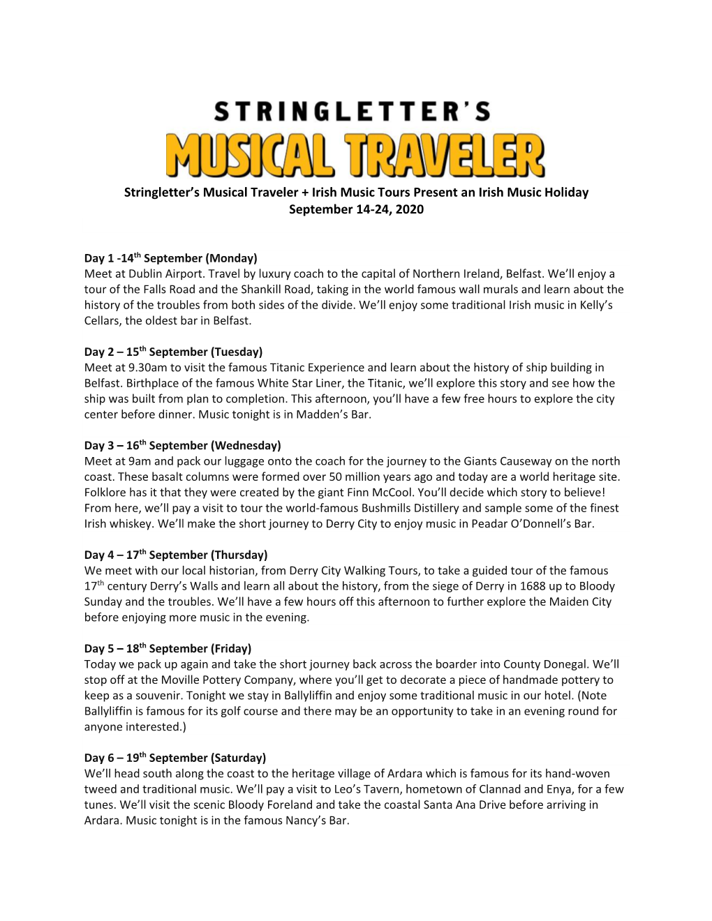 Download the Complete Itinerary