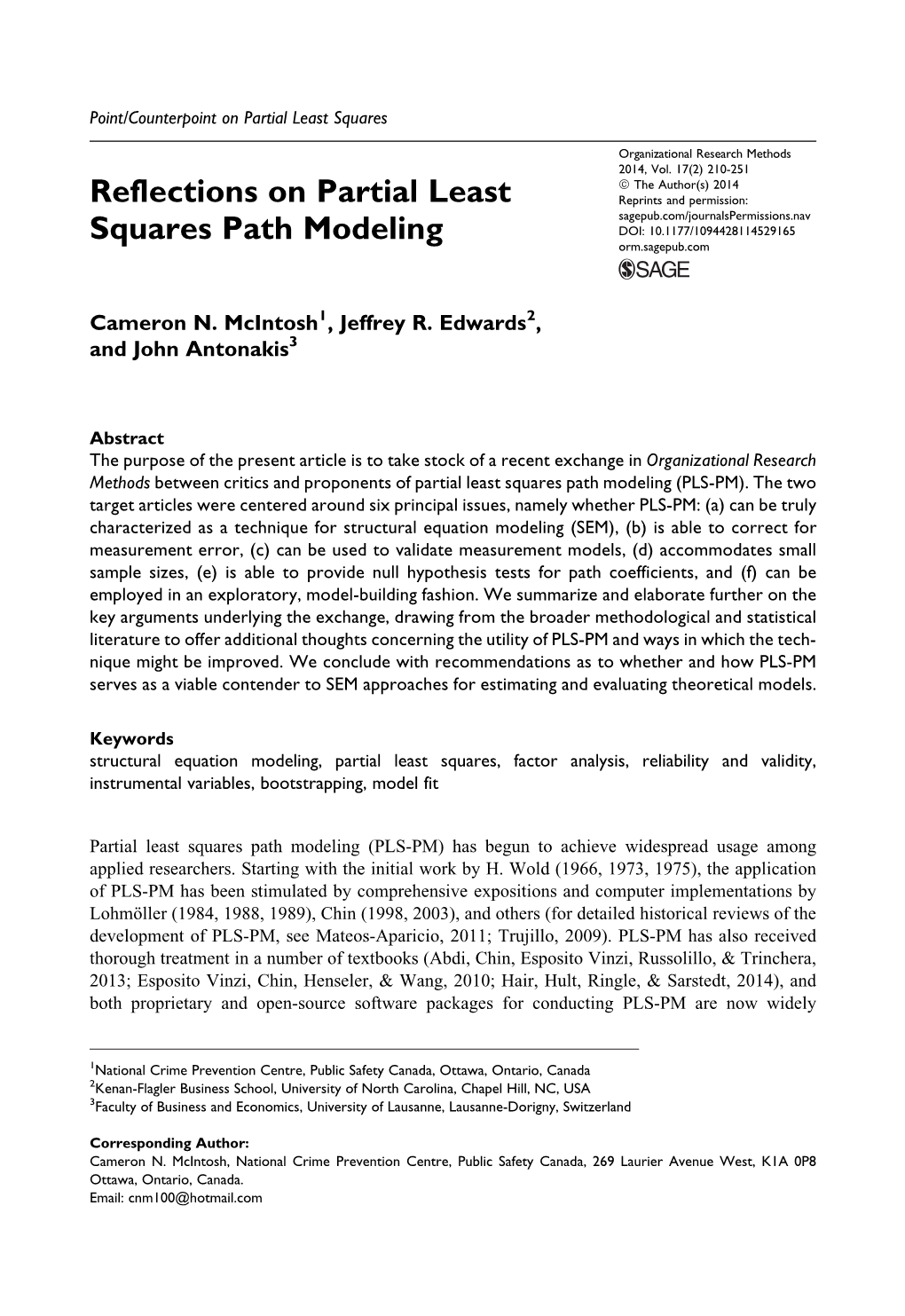 Reflections on Partial Least Squares Path Modeling