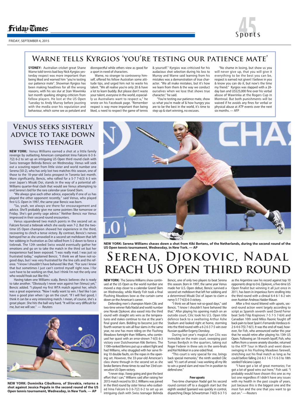 Serena, Djokovic, Nadal Reach US Open Third Round