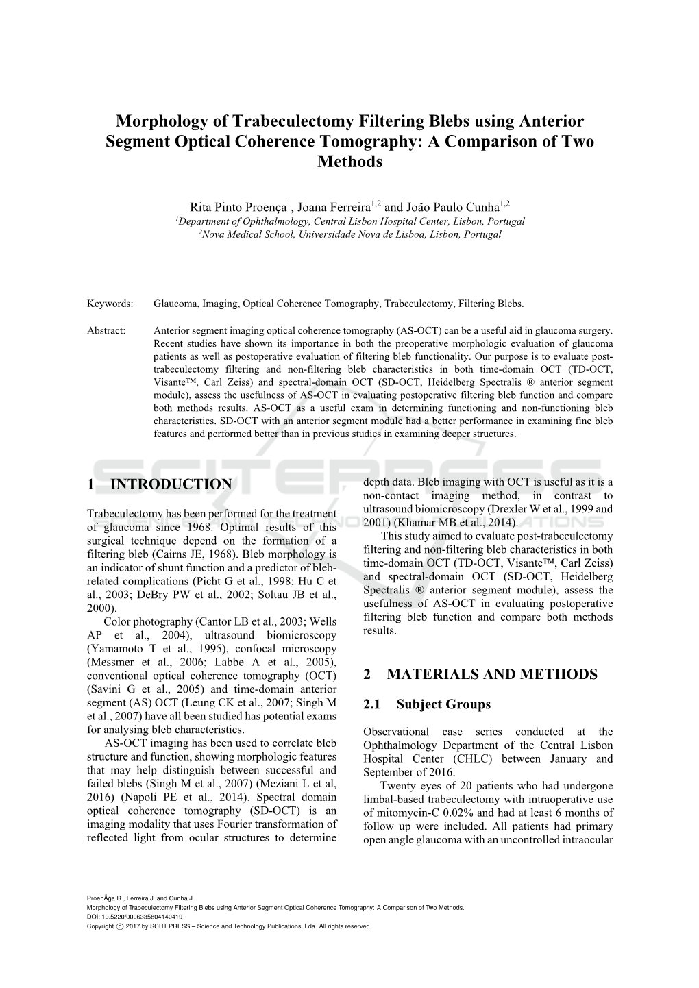 Morphology of Trabeculectomy Filtering Blebs Using Anterior Segment Optical Coherence Tomography: a Comparison of Two Methods