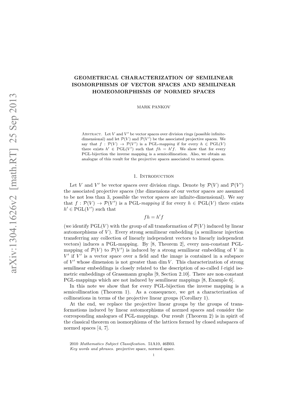 Arxiv:1304.1626V2 [Math.RT]