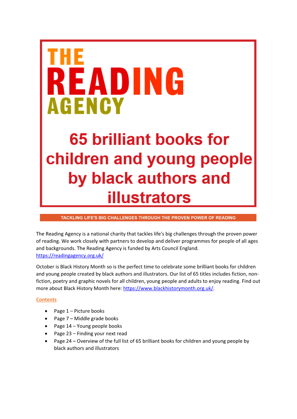 The Reading Agency Is a National Charity That Tackles Life's Big Challenges Through the Proven Power of Reading