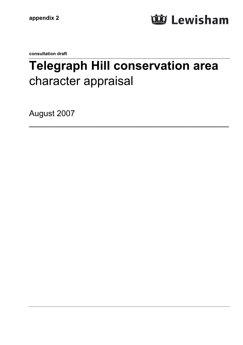 Telegraph Hill Conservation Area Character Appraisal