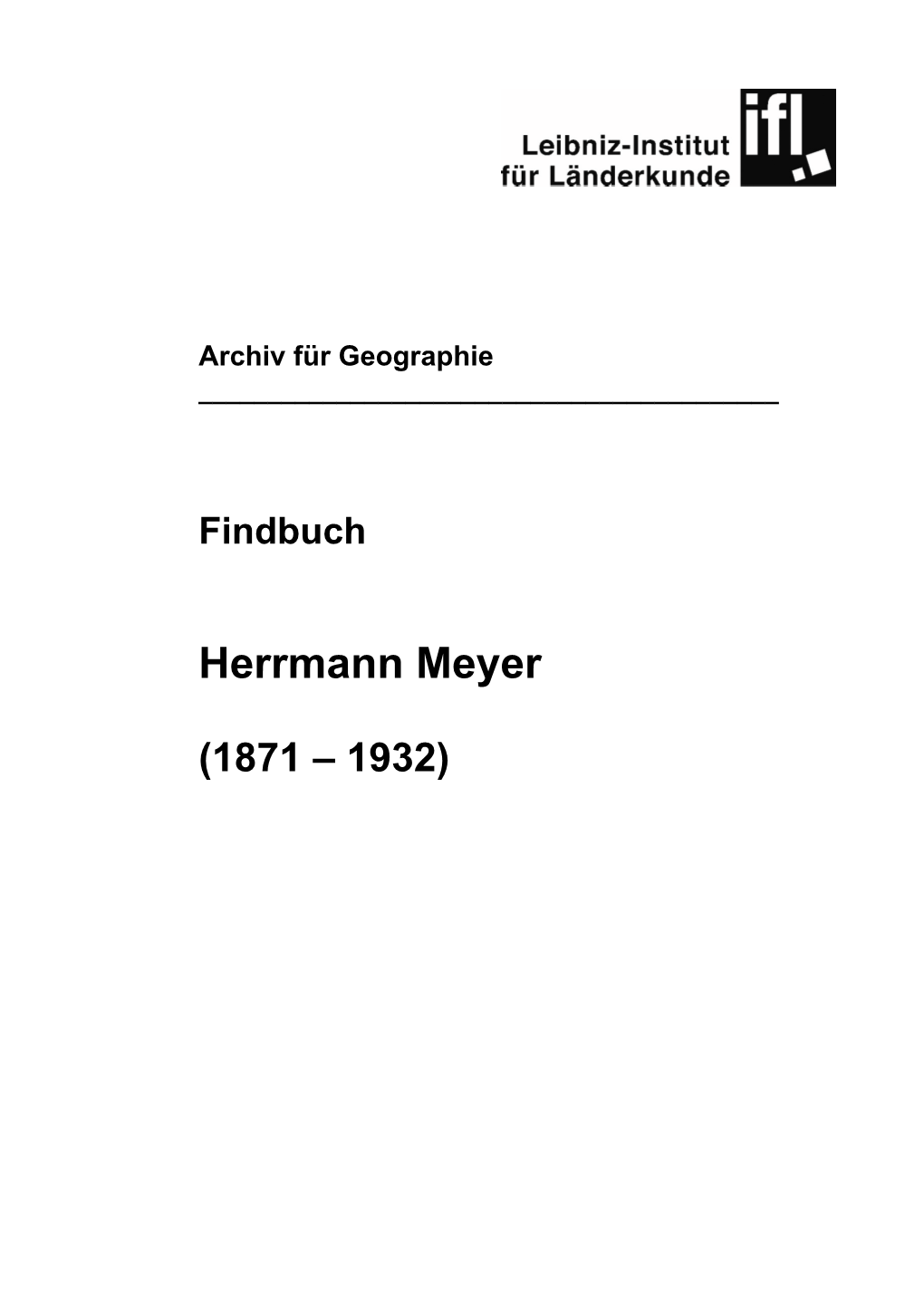 Findbuch Herrmann Meyer