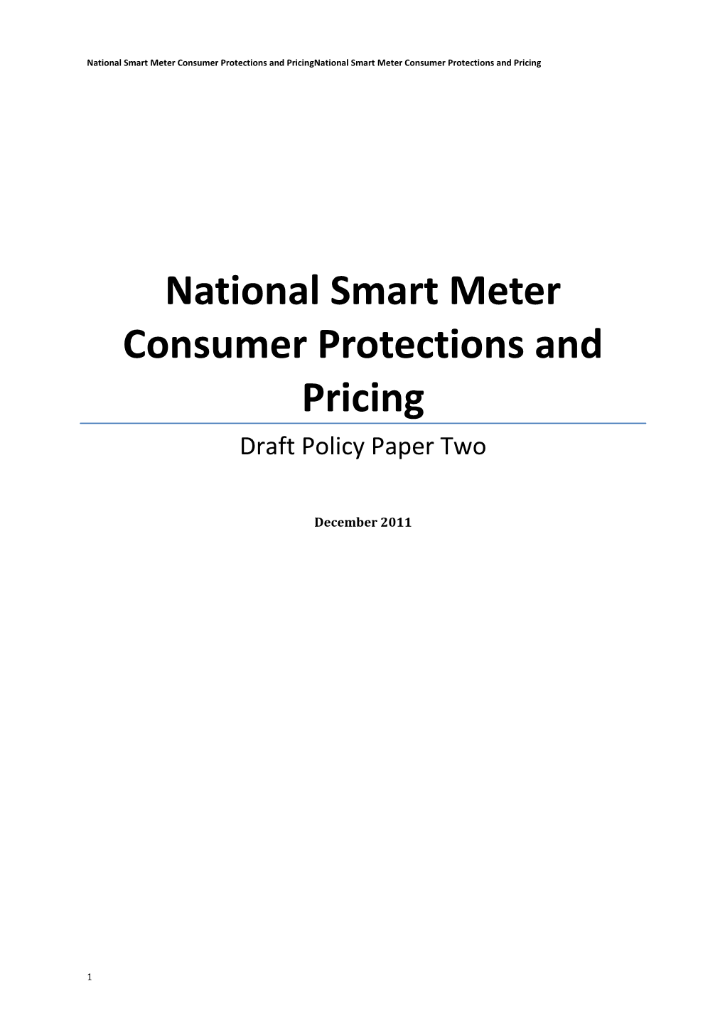 National Smart Meter Customer Protections and Pricing