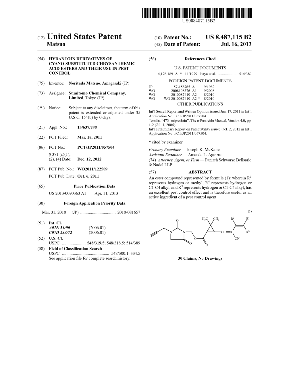 (12) United States Patent (10) Patent No.: US 8.487,115 B2 Matsuo (45) Date of Patent: Jul