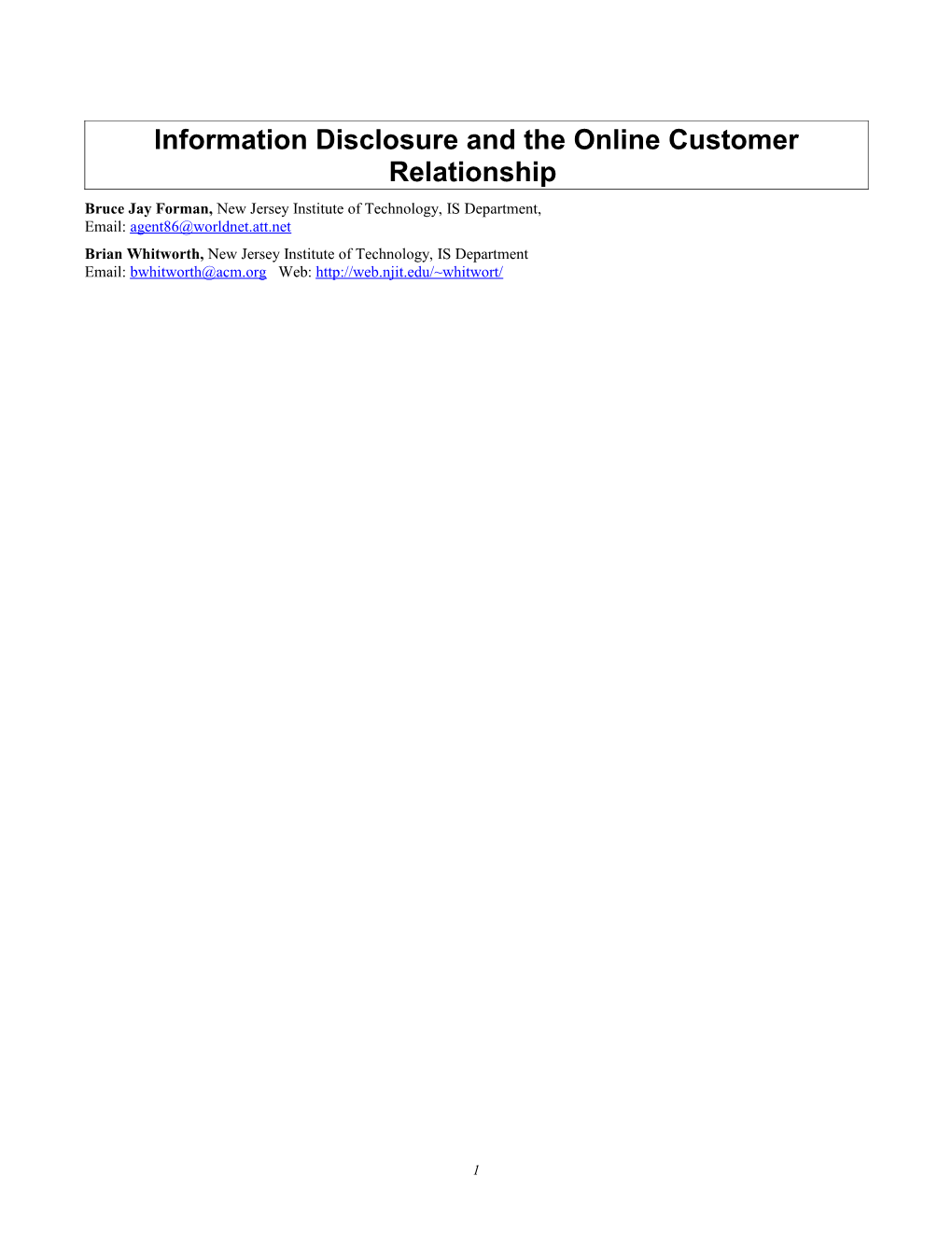 HCI/MIS Workshop Proceedings Format