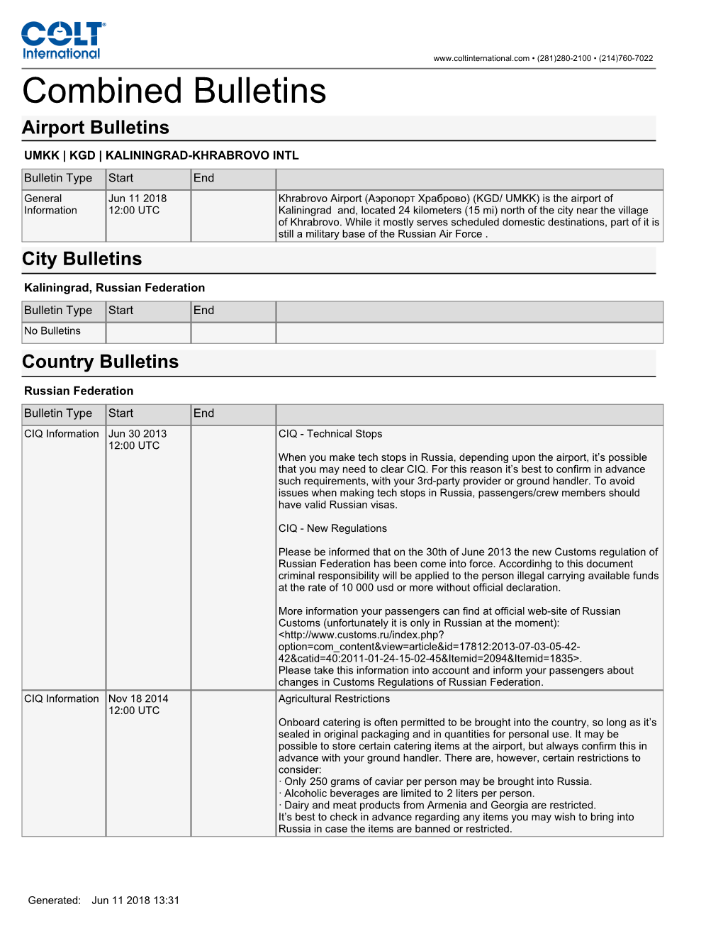 Combined Bulletins Airport Bulletins