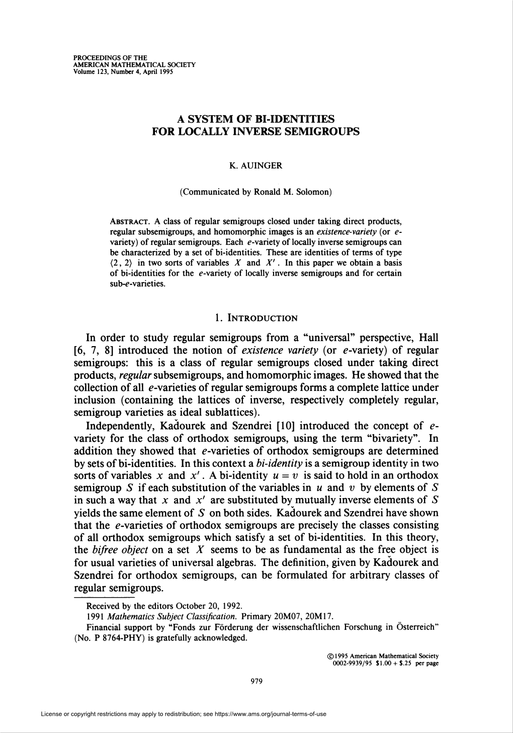 A System of Bi-Identities for Locally Inverse Semigroups