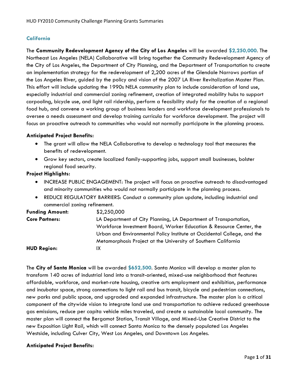 California the Community Redevelopment Agency of the City