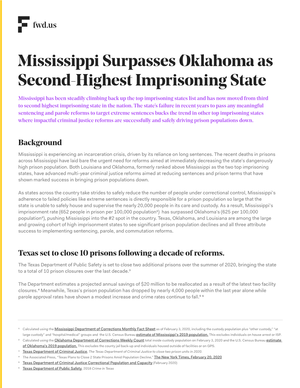 Mississippi Surpasses Oklahoma As Second-Highest Imprisoning State