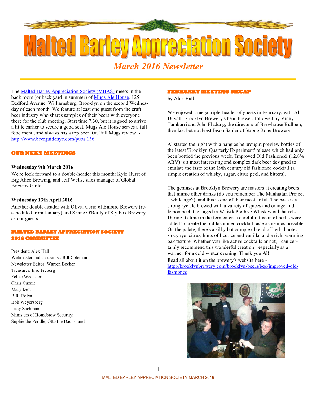 March 2016 Newsletter