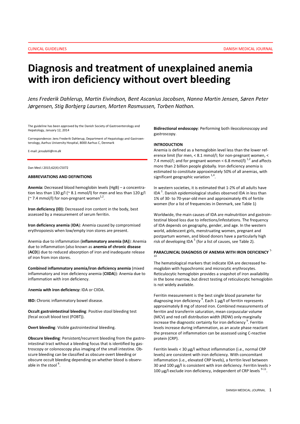 Diagnosis and Treatment of Unexplained Anemia with Iron Deficiency Without Overt Bleeding