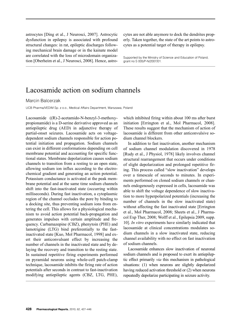 Lacosamide Action on Sodium Channels