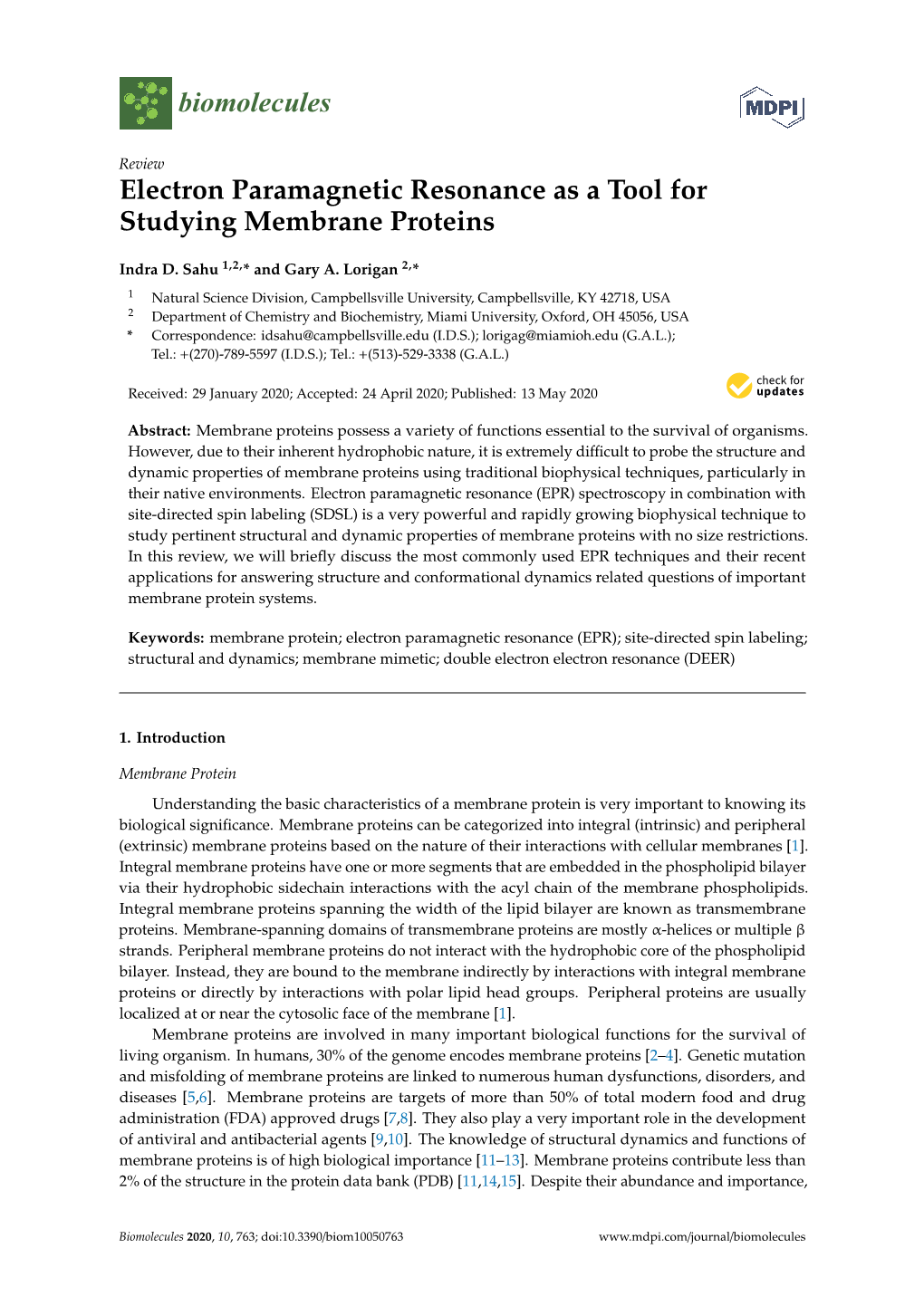 Electron Paramagnetic Resonance As a Tool for Studying Membrane Proteins