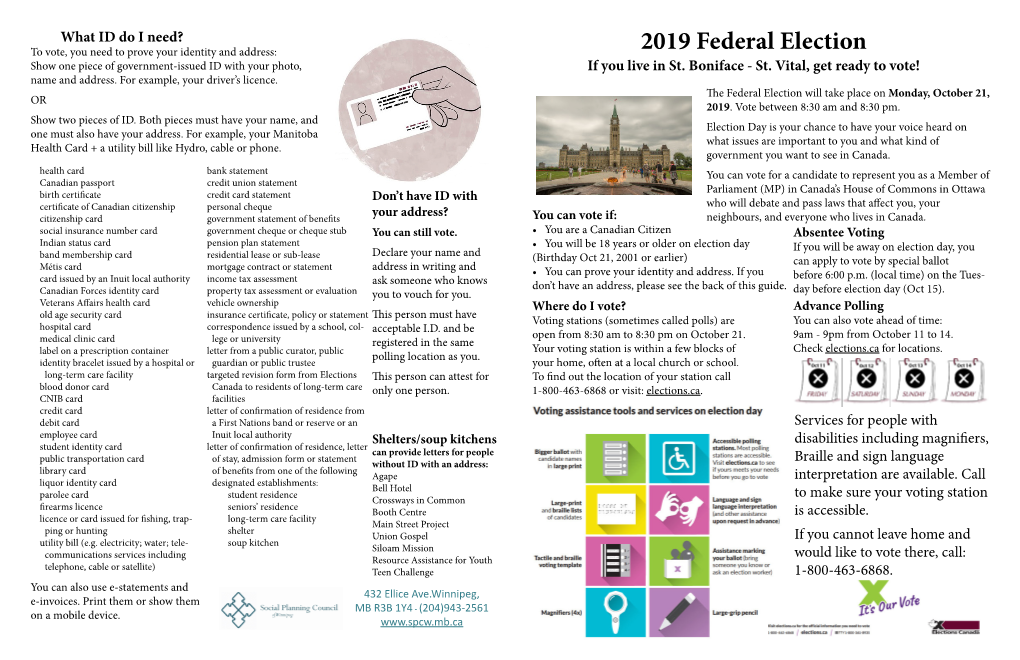 2019 Federal Election Show One Piece of Government-Issued ID with Your Photo, If You Live in St
