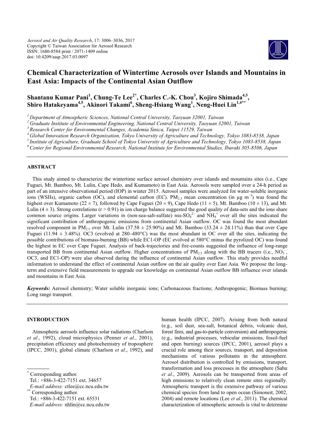 Impacts of the Continental Asian Outflow