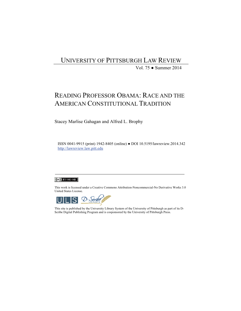 Reading Professor Obama: Race and the American Constitutional Tradition