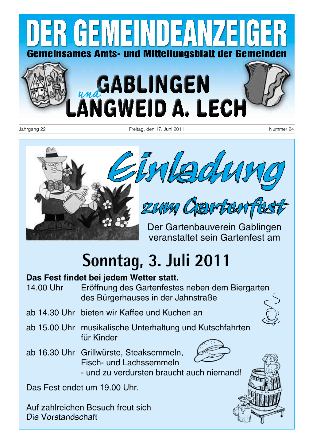 Zum Gartenfest Der Gartenbauverein Gablingen Veranstaltet Sein Gartenfest Am Sonntag, 3