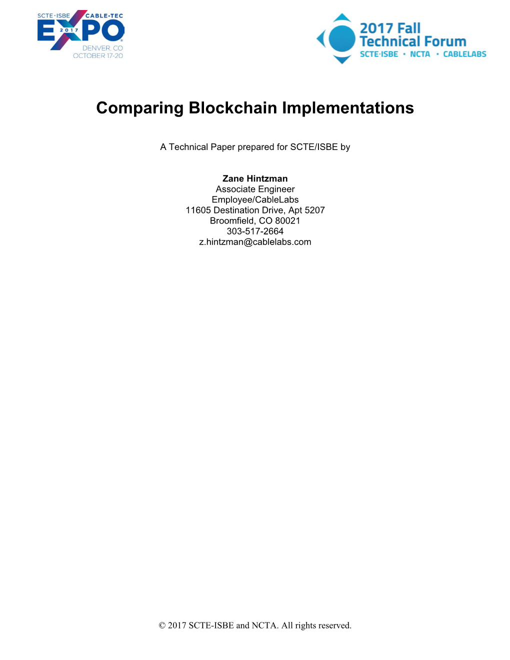 Comparing Blockchain Implementations