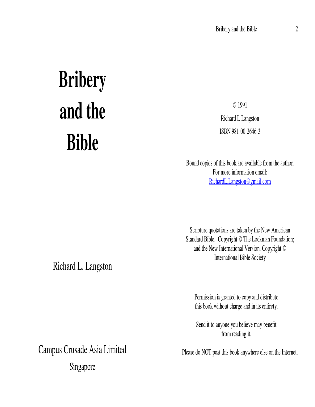 Bribery and the Bible 2