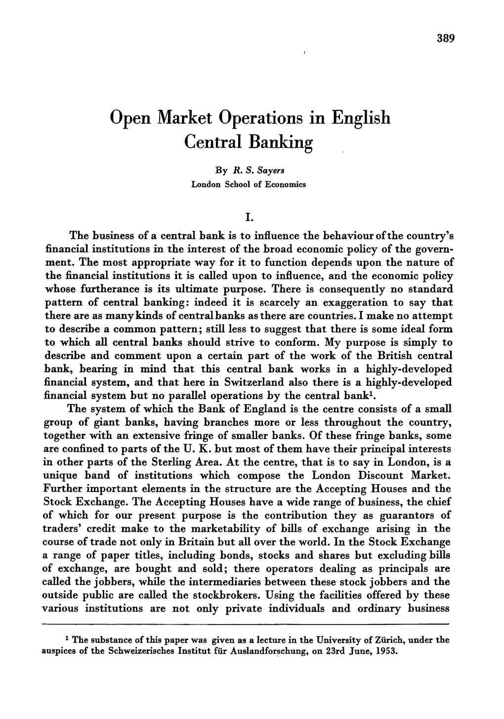 Open Market Operations in English Central Banking