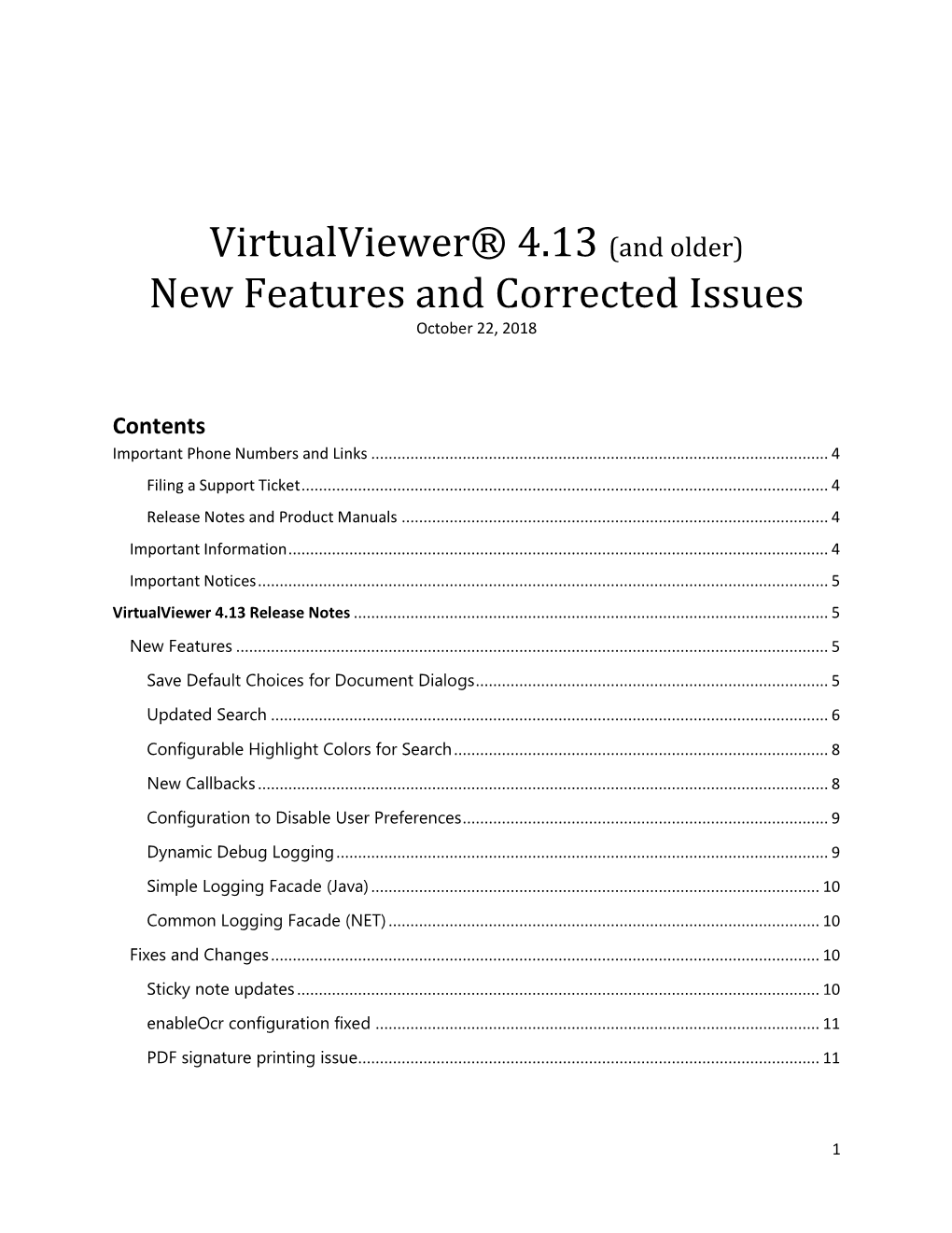 Virtualviewer® 4.13 (And Older) New Features and Corrected Issues October 22, 2018