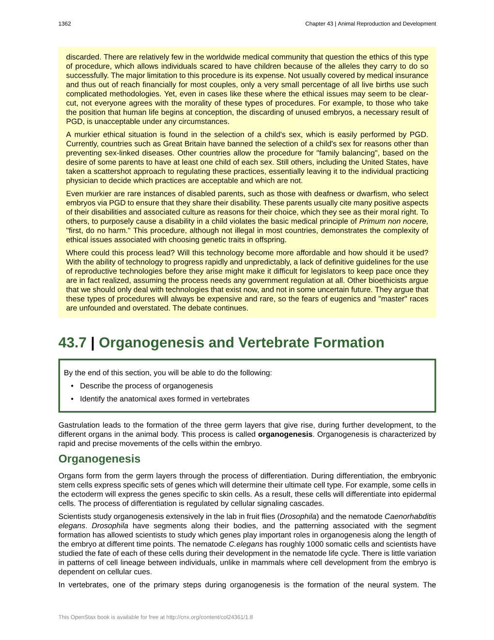 Organogenesis and Vertebrate Formation