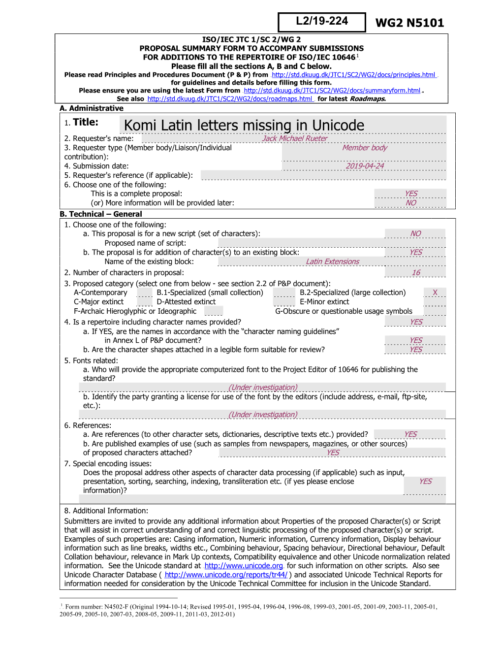 Komi Latin Letters Missing in Unicode 2