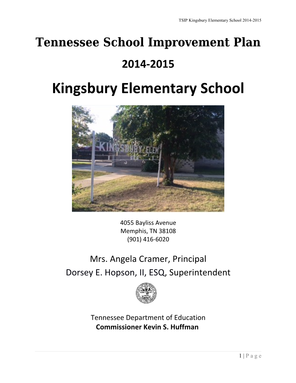 TSIP Kingsbury Elementary School 2014-2015