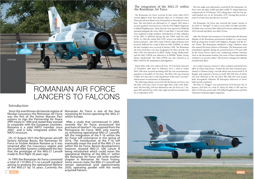 Romanian Air Force Lancer's to Falcons