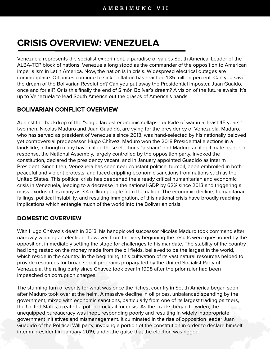 Crisis Overview: Venezuela