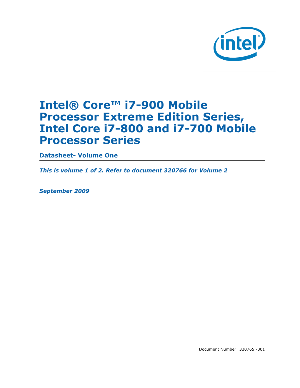 Intel® Core™ I7-900/I7-800/I7-700 Mobile Processor