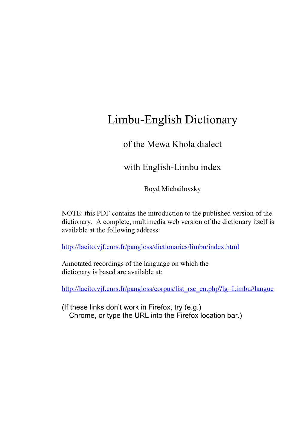Limbu-English Dictionary