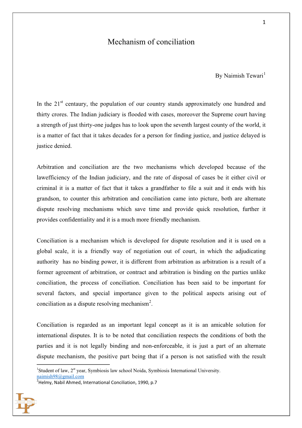 Mechanism of Conciliation