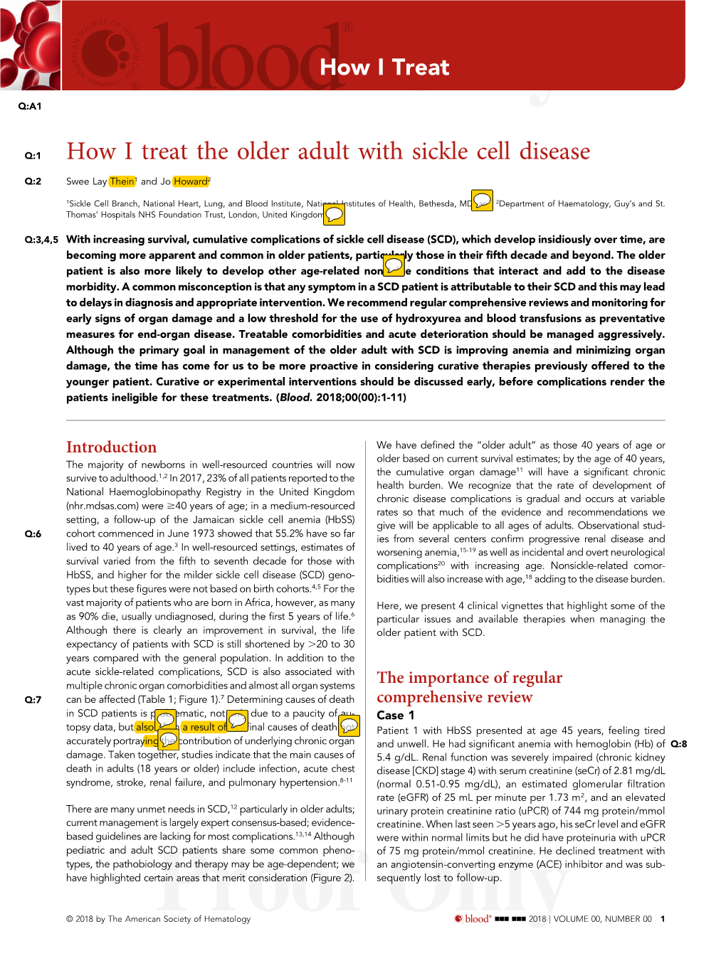 How I Treat the Older Adult with Sickle Cell Disease