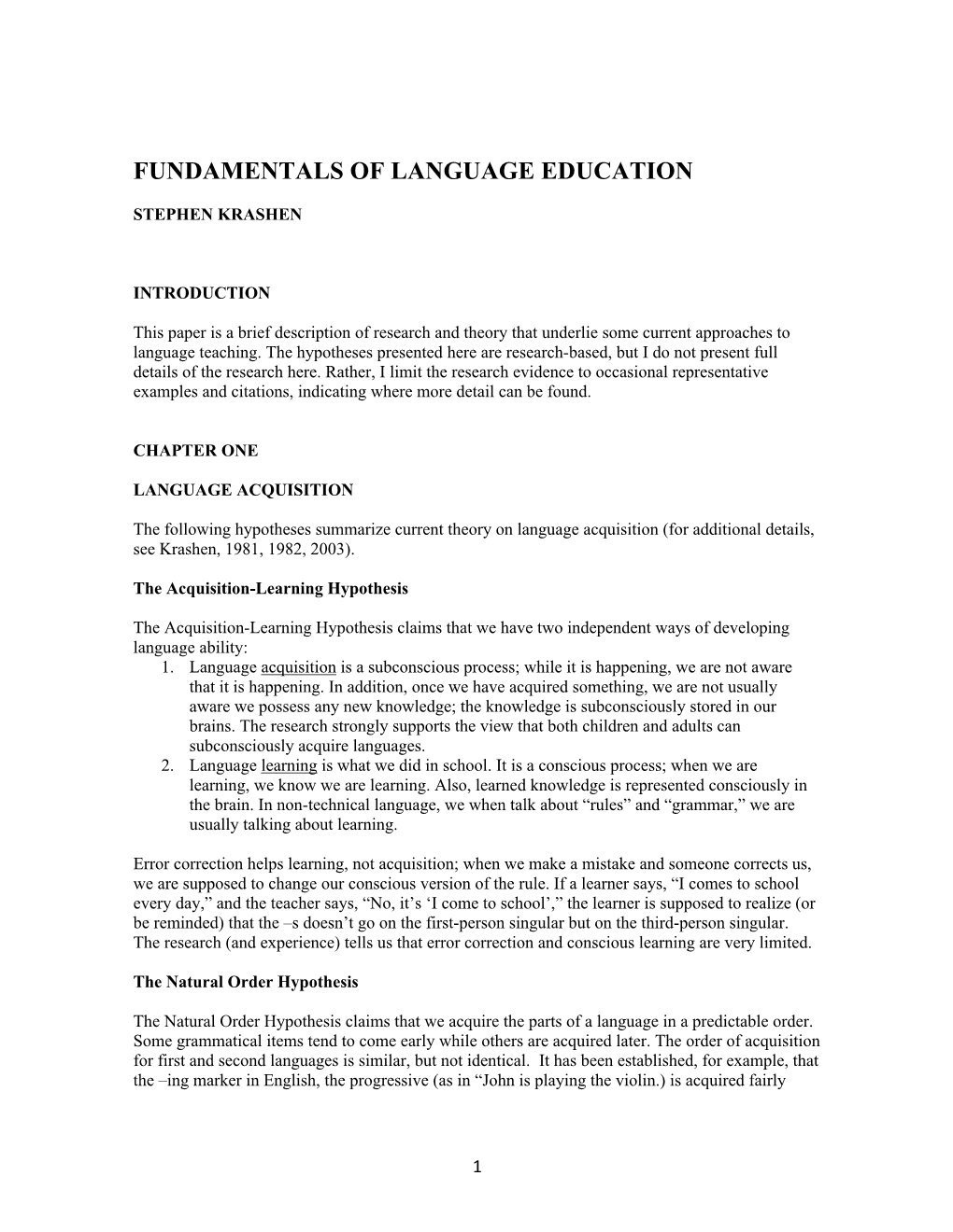 Fundamentals of Language Education
