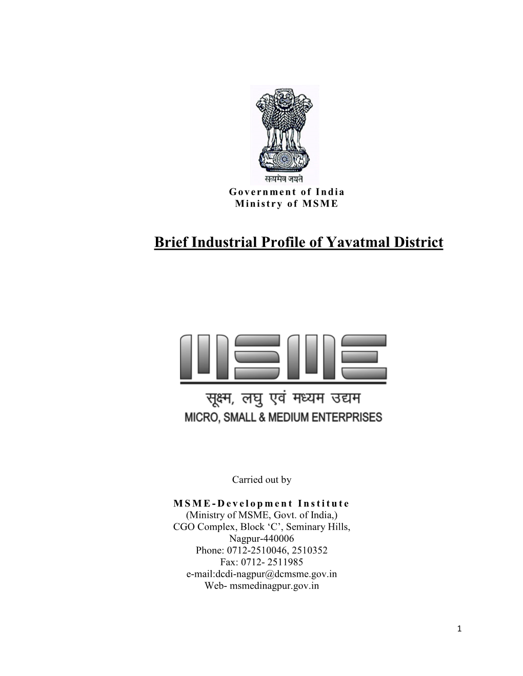 Brief Industrial Profile of Yavatmal District